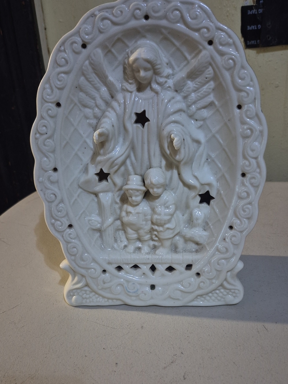 White Ceramic Guardian Angel Nightlight Figurine